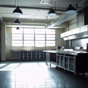 Interior of kitchen in restaurant. Generative AI